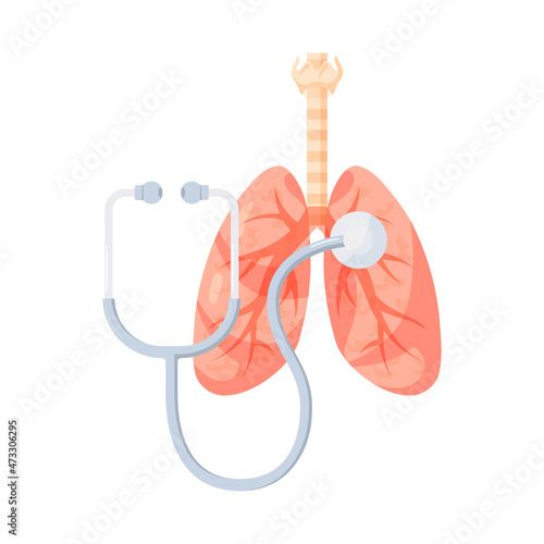 Lungs diagnostic test in cartoon style, vector