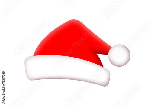 Santa Claus hat. Christmas cap icon. Xmas and winter holidays design element. Vector illustration.