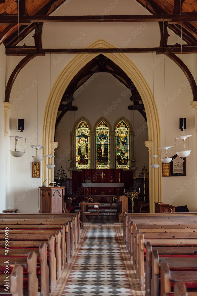 Pews and Altar of 150 year old church