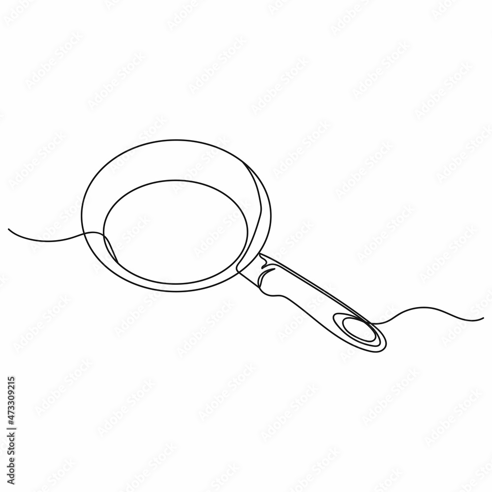 Vector abstract continuous one single simple line drawing icon of kitchen pan in silhouette sketch. Vector abstract continuous one single simple line drawing icon of kitchen pan in silhouette sketch.