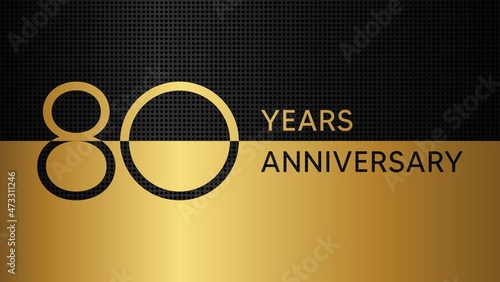 80th anniversary logo. Golden anniversary celebration emblem design for booklet, leaflet, magazine, brochure poster, web, invitation or greeting card. Rings vector illustrations. EPS 10