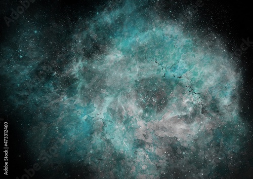 Fototapeta Naklejka Na Ścianę i Meble -  background with space - illustration of a blue nebula with white and black - galaxy background
