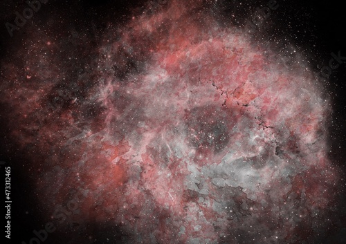 background with space - illustration of a red nebula with white and black - galaxy background © Soaps