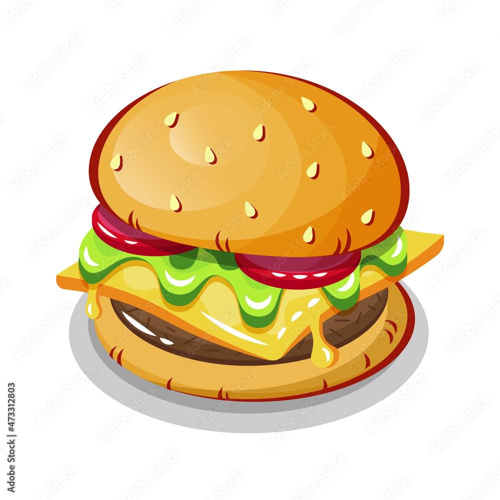 Illustration vector graphic of Burger. We love burger lets eat together! Good for children, educational, Sticker, etc. Illustration vector graphic of Burger. We love burger lets eat together! Good for children, educational, Sticker, etc.