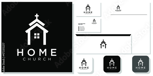 home church combination symbol building prayer faith spiritual with brand identity template
