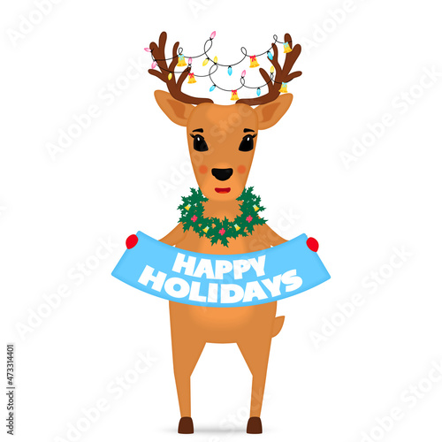 Reindeer with a Christmas lights