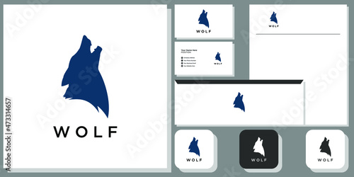 wolf symbol animal wildlife predator abstract with brand identity template 