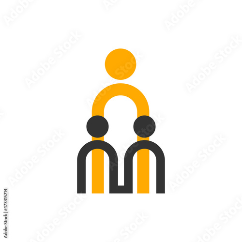 Hierarchical structure of organization. Collective of people. Leadership logo