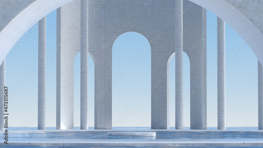 Obraz premium Advanced background High end scenario concrete wall 3D rendering booth