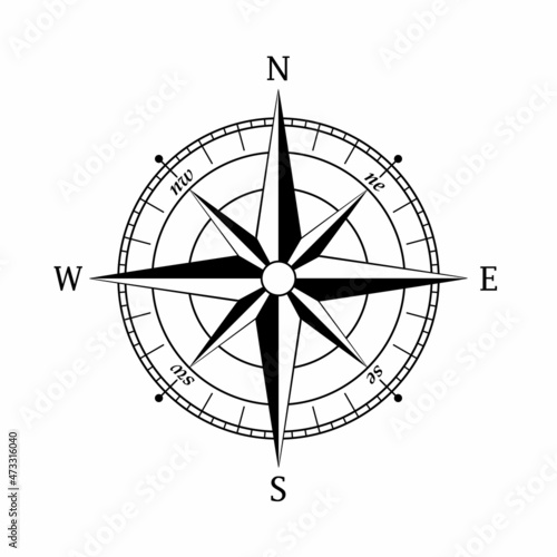 Rose winds isolated on white background. Marine navigation. Vector illustration.