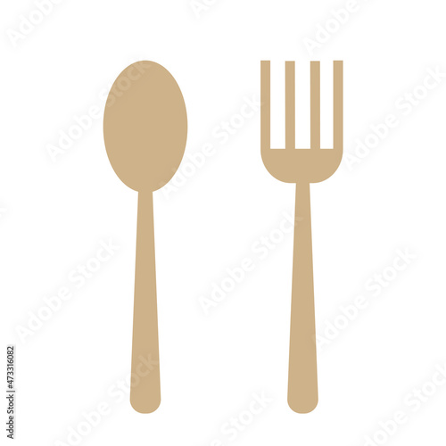 A spoon and a fork isolated on a white background.