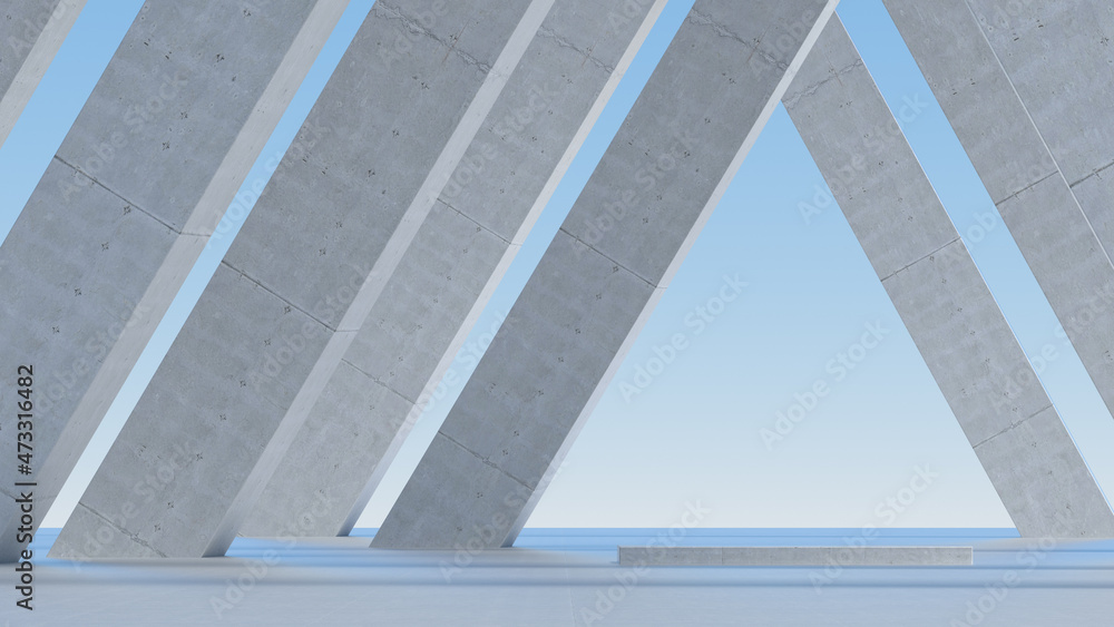 Advanced background High end scenario concrete wall 3D rendering booth Advanced background High end scenario concrete wall 3D rendering booth