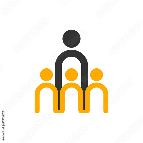 Hierarchical structure of organization. Collective of people. Leadership logo