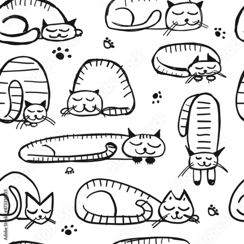 Sleeping cats, seamless pattern for your design