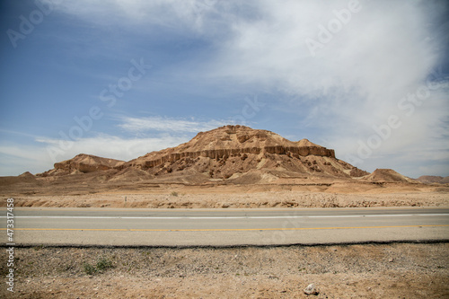 Hill on road in Israel desert Negev photo