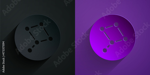 Paper cut Great Bear constellation icon isolated on black on purple background. Paper art style. Vector