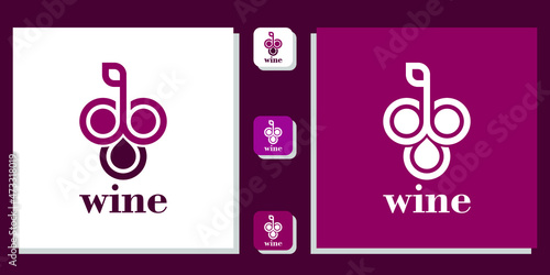 wine symbol droplet water fruits fresh minimalist 