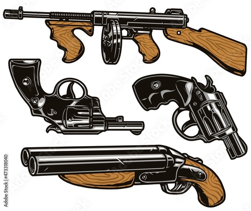 Mafia weapon elements colorful concept