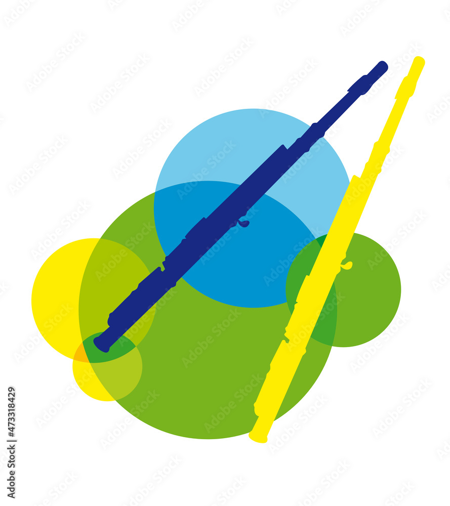 Music graphic with transverse flute. The graphic is also to use as cmyk graphic. Music graphic with transverse flute. The graphic is also to use as cmyk graphic.