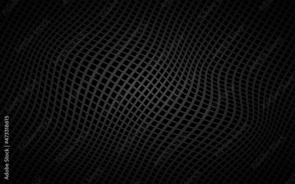 Dark abstract perforated wavy square background. Black mosaic look. Modern metallic geometric vector texture - obrazy, fototapety, plakaty 