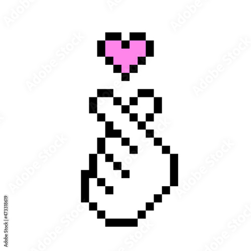 K pop love symbol pixel art icon Korean hand heart
