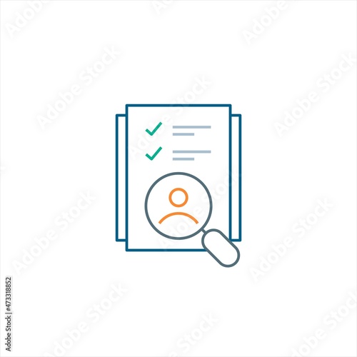 hr search employment candidate, person applying job, requirement approved logo icon line style graphic design vector