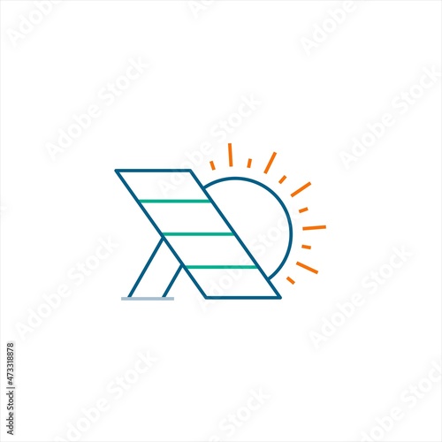 solar panel logo icon line style graphic design vector