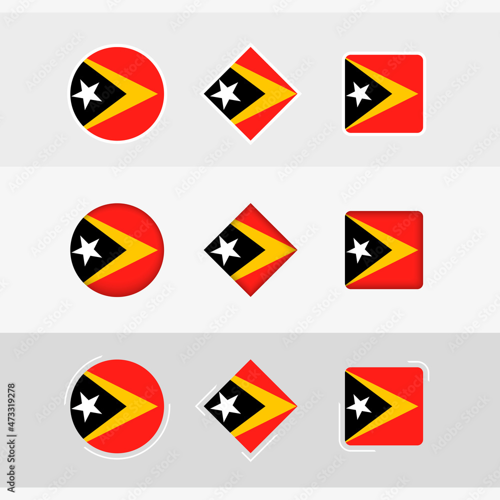 East Timor flag icons set, vector flag of East Timor.