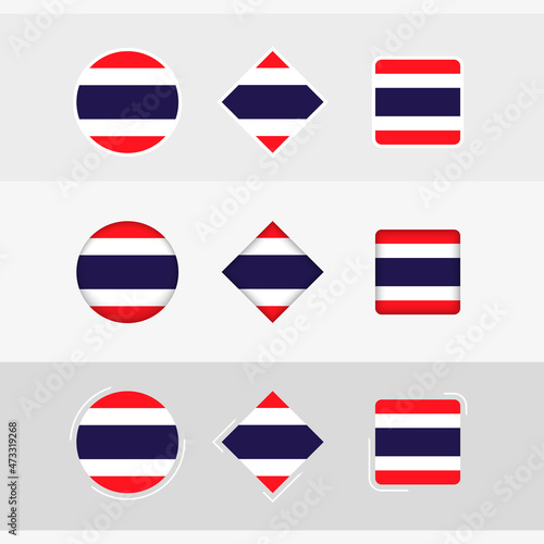 Thailand flag icons set, vector flag of Thailand.