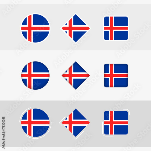 Iceland flag icons set, vector flag of Iceland.