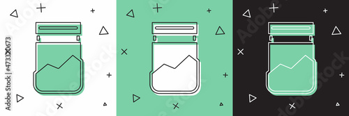 Set Plastic bag of drug icon isolated on white and green, black background. Health danger. Vector