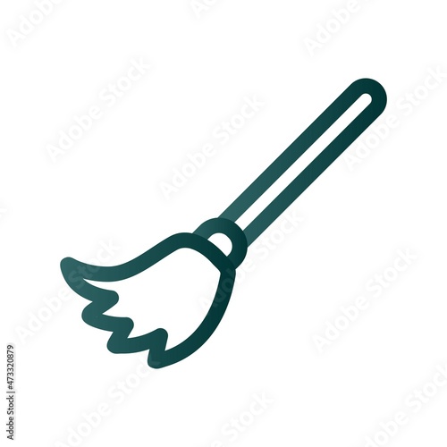 Broom Line Gradient Vector Icon Design