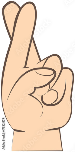 Human hand gesture with crossed fingers color icon. Get luck, lie, superstition symbol good luck. Hand with middle and index fingers crossed isolated vector illustration. Making promise signal by hand