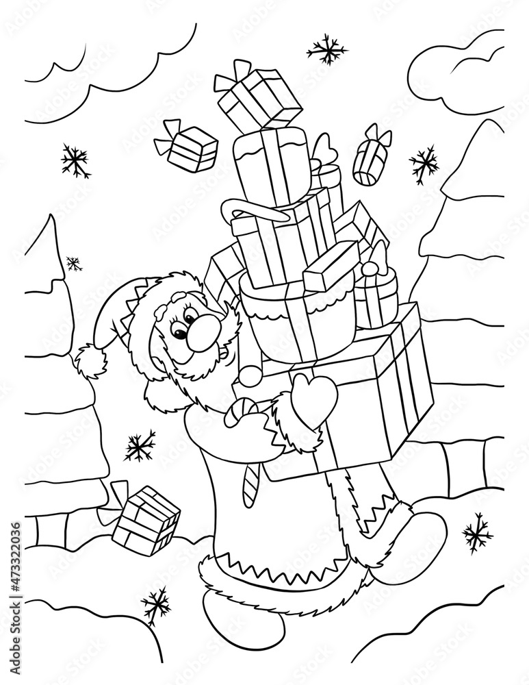 santa claus with a gift colouring book santa claus with a gift colouring book