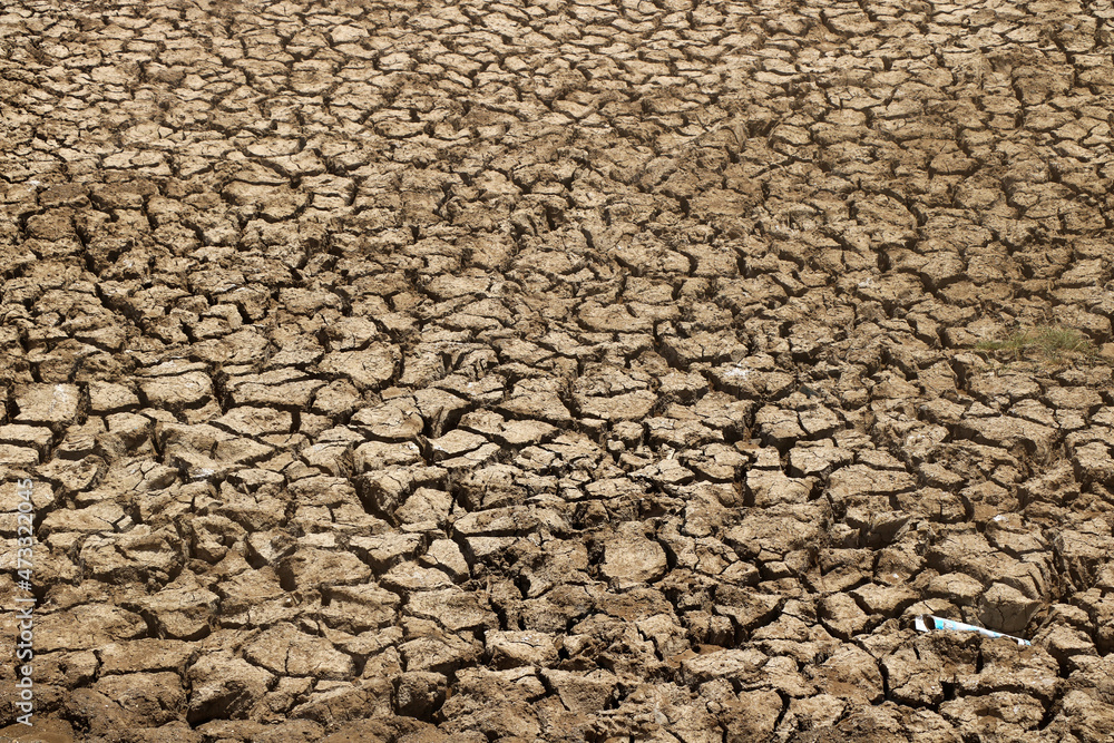 Dry aried land caused by extreme dry and hot weather