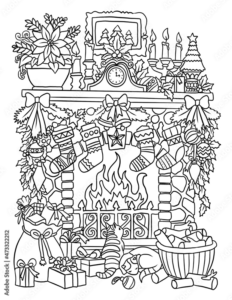 Fototapeta premium set of hand drawn illustrations colouring book