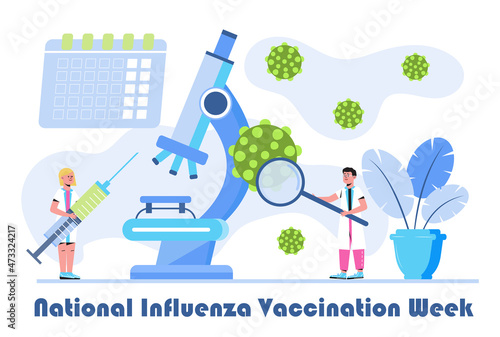 National Influenza Vaccination Week banner vector. Event is observed in December. Time to get flu vaccine illustration.