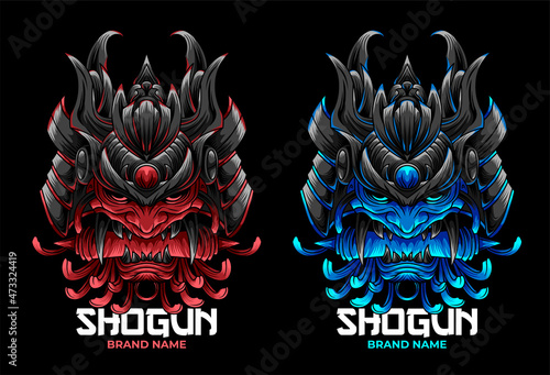 colorful japanese samurai illustration