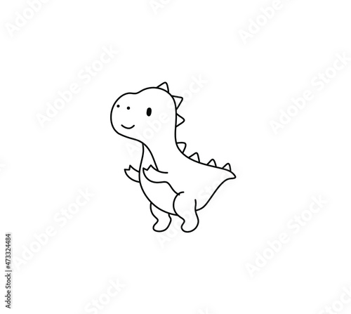 Vector isolated cute cartoon the sweetest dinosaur black line contour drawing