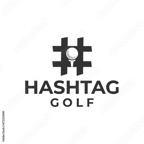 Golf hashtag logo that makes use of negative space