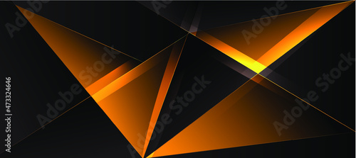 Fototapeta Naklejka Na Ścianę i Meble -  black abstract background, abstract, polygon, yellow elegant background 