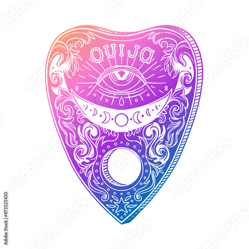 Heart-shaped planchette for spirit talking board. Vector isolated illustratio...