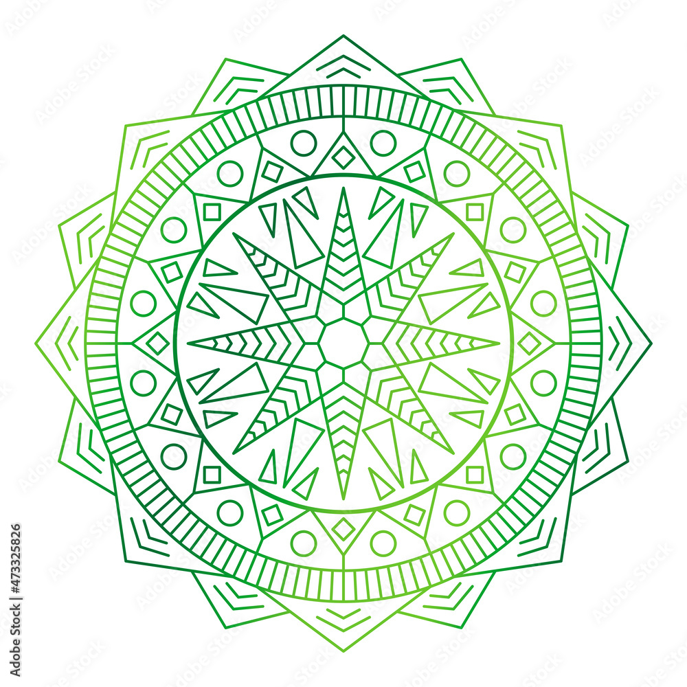 Mandala. Circular pattern in form of mandala for Henna Mehndi or tattoo decoration. Decorative ornament in ethnic oriental style, vector illustration. Coloring book page.	