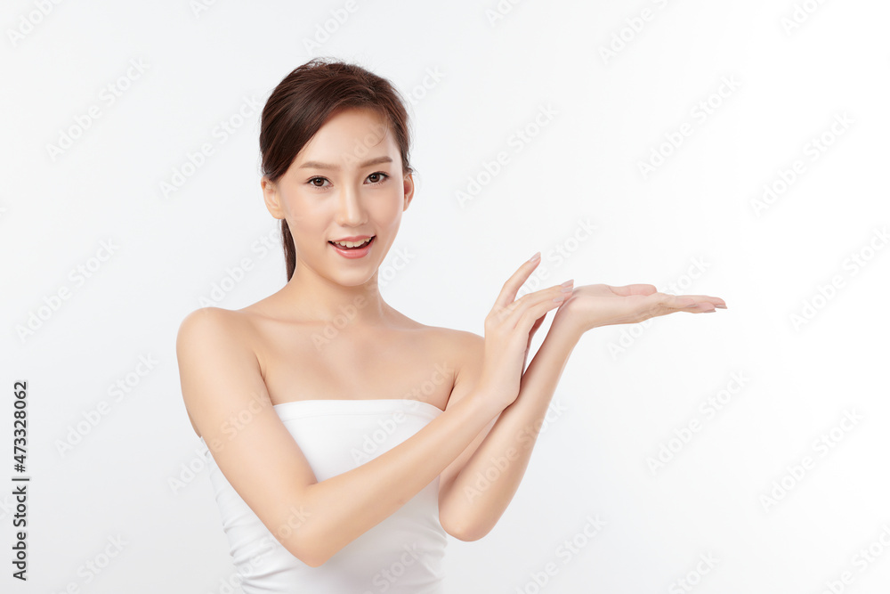 Beautiful young asian woman with clean fresh skin on white background, Face care, Facial treatment, Cosmetology, beauty and spa, Asian women portrait. Beautiful young asian woman with clean fresh skin on white background, Face care, Facial treatment, Cosmetology, beauty and spa, Asian women portrait.