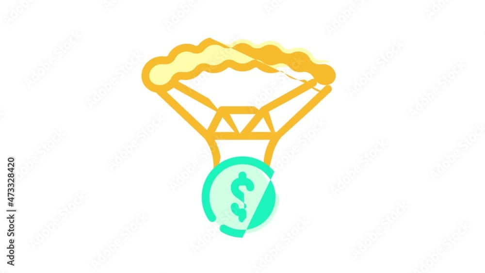 parachute tax animated color icon parachute tax sign. isolated on white background parachute tax animated color icon parachute tax sign. isolated on white background