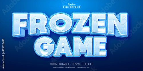 Ice text effect, editable frozen game and cartoon text style photo