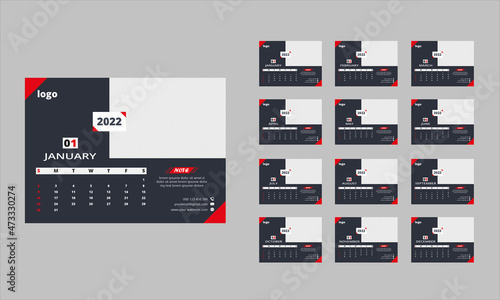 new year 2022 desk calendar template