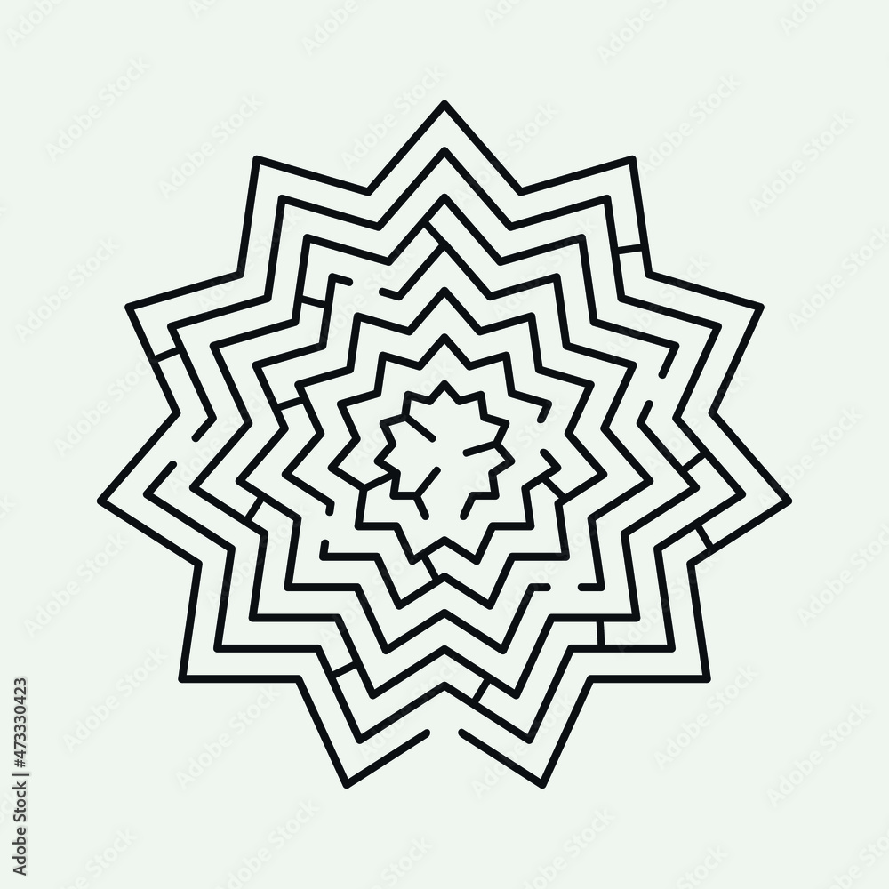 black star labyrinth maze on a white background black star labyrinth maze on a white background