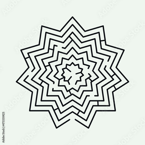 black star labyrinth maze on a white background