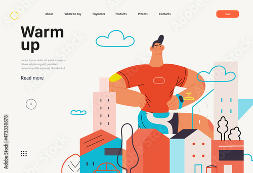 Runners - a man running and exercising outside, website template